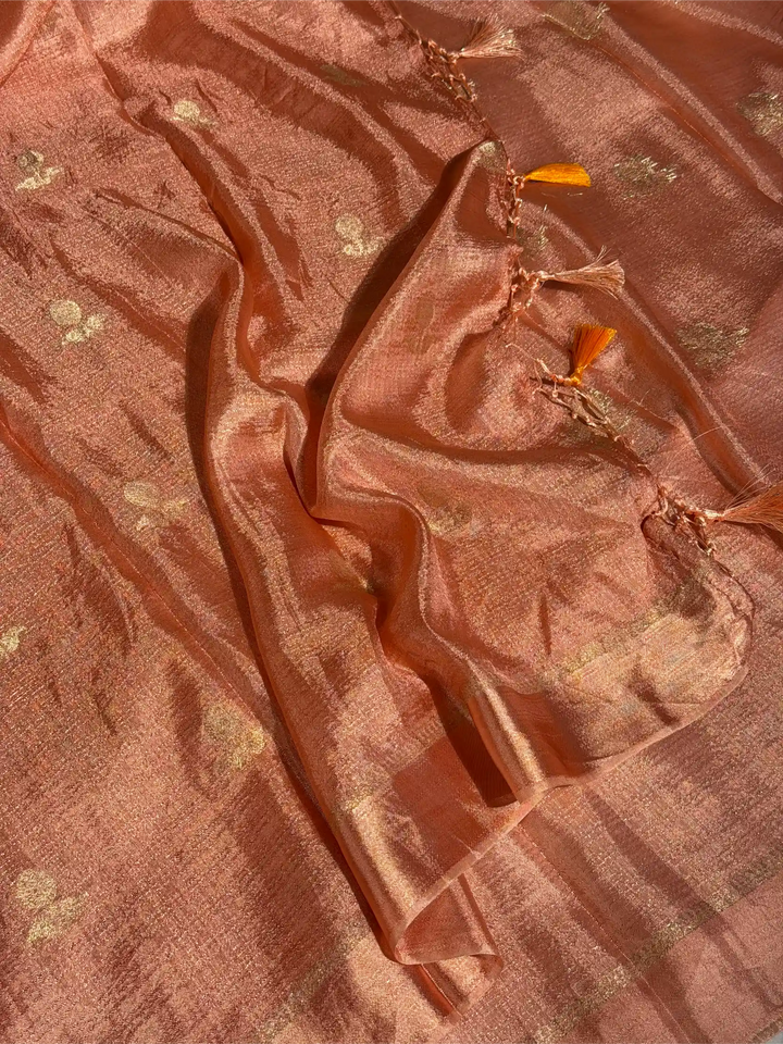 Peach Extremely Soft Georgette Silk Banarasi Saree