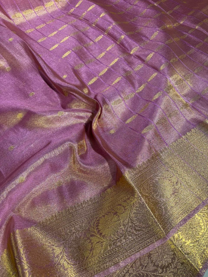 Peach Soft Breathable Tissue Silk Banarasi Saree