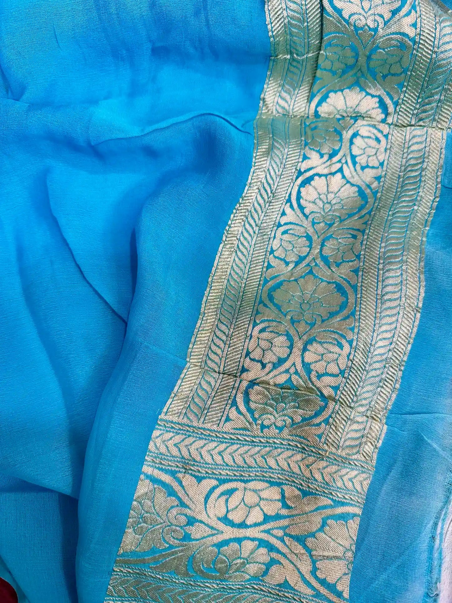 Rangkat Blue Shade Khaddi Georgette Banarasi Saree