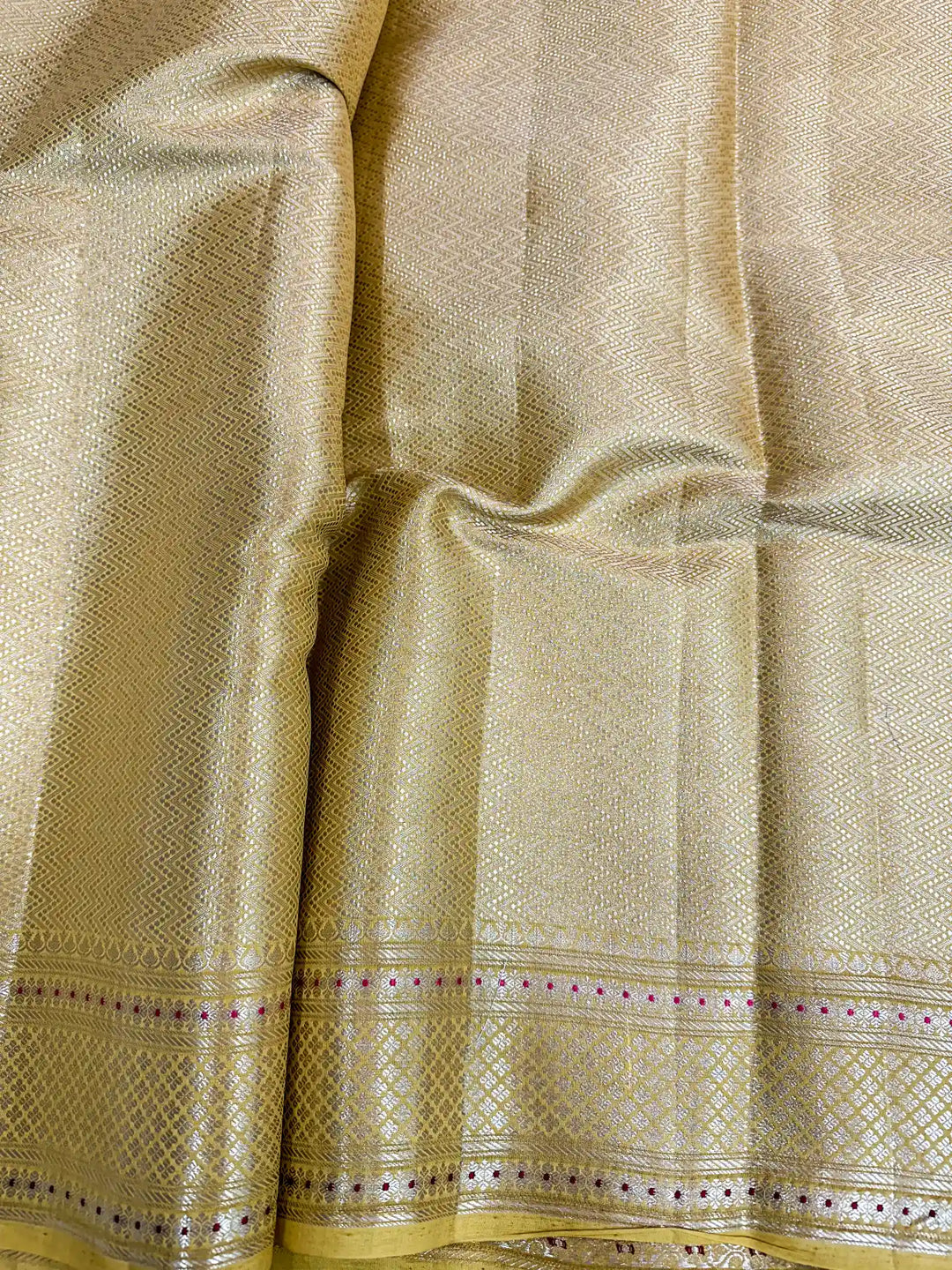 Dark Yellow Meenakari Buta Chiniya Silk Saree