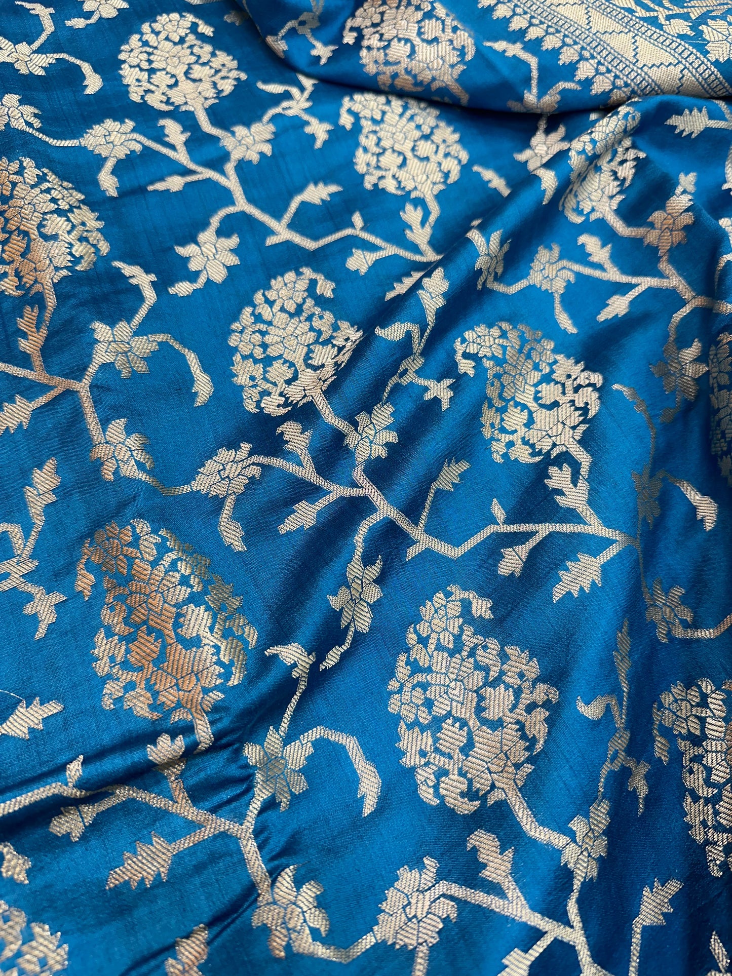 Aqua Blue Shade Chiniya Silk Saree