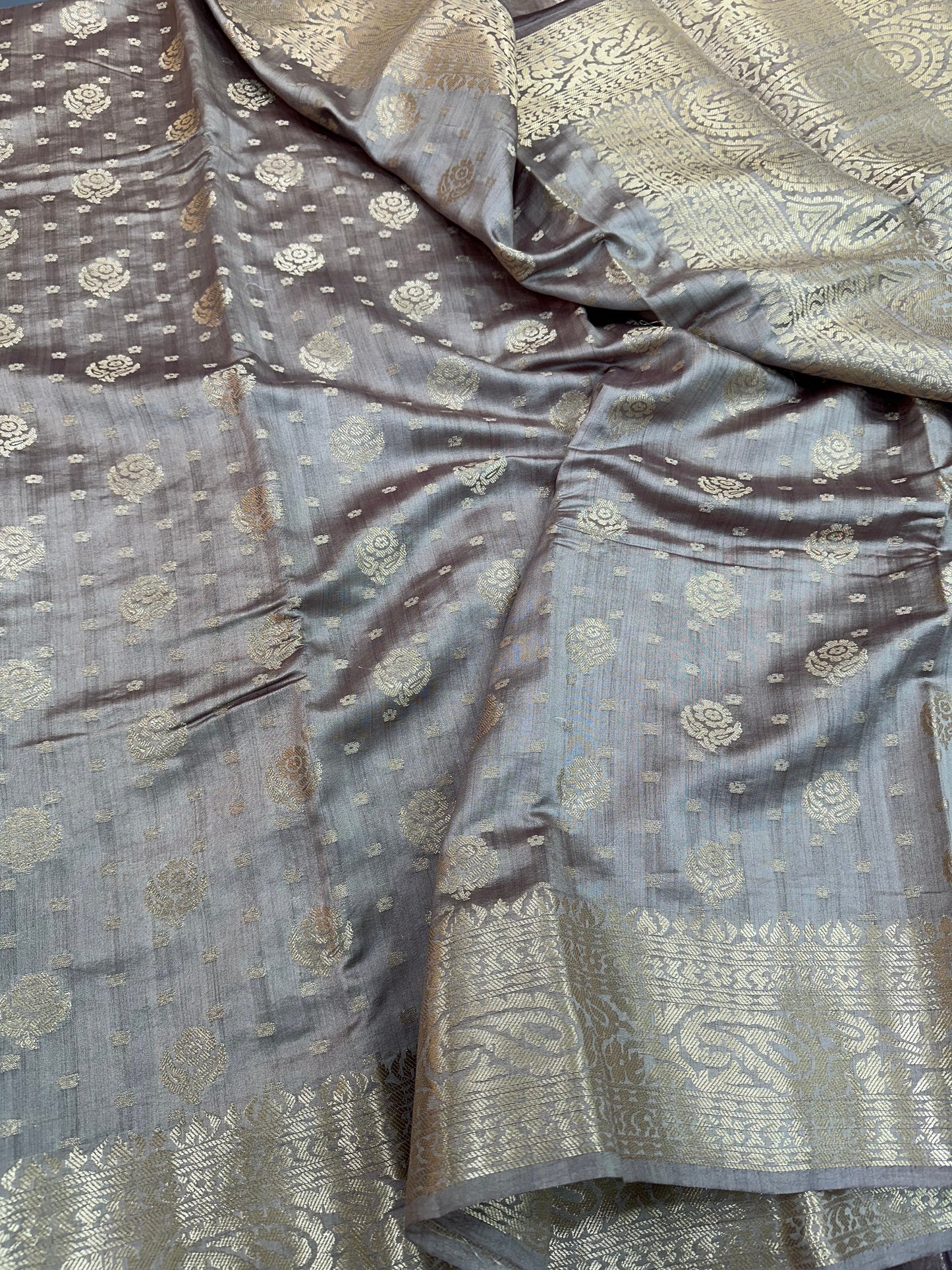 Cedar Brown Shade Chiniya Silk Saree