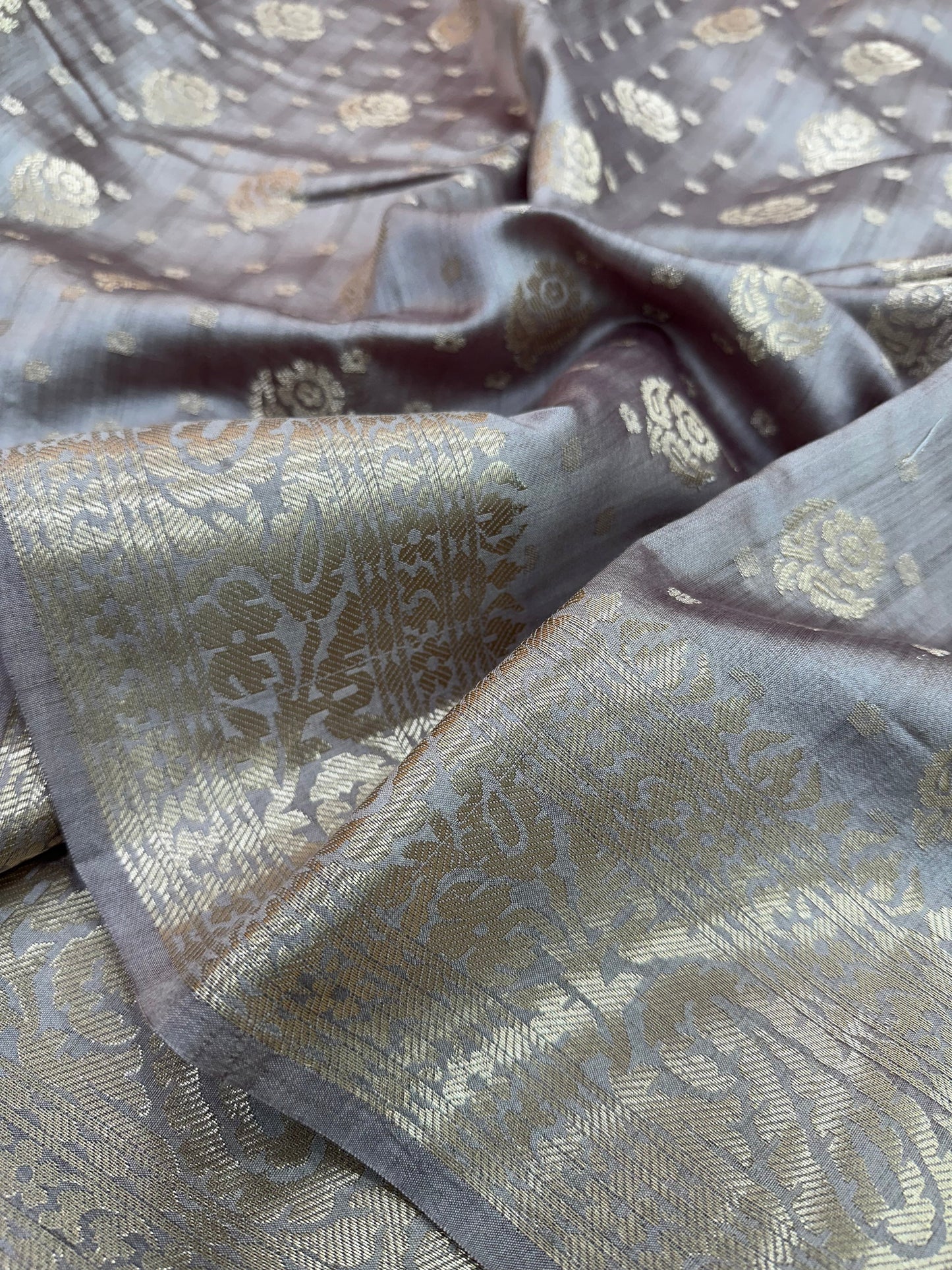 Cedar Brown Shade Chiniya Silk Saree