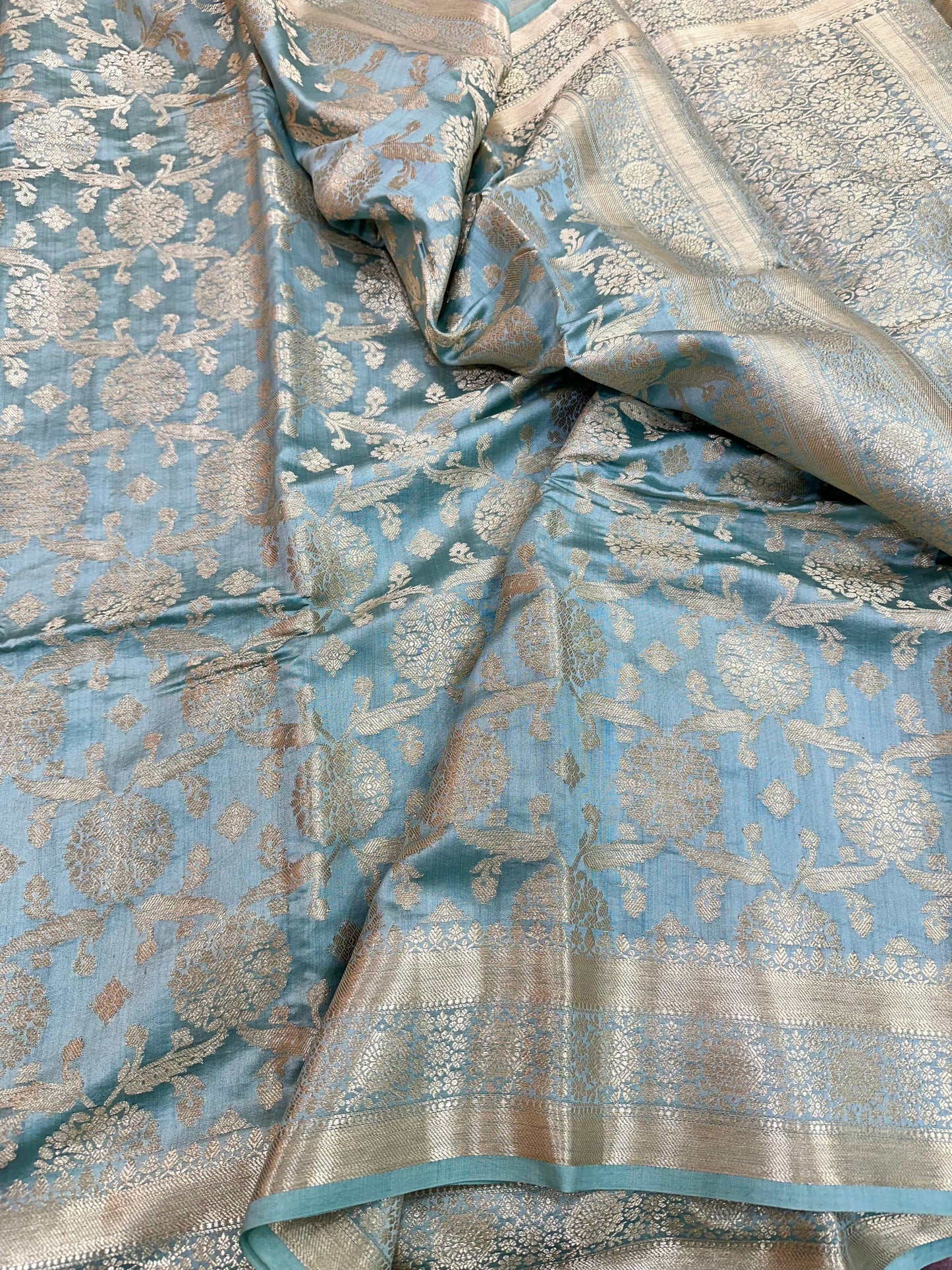 Mint Green Shade Chiniya Silk Saree