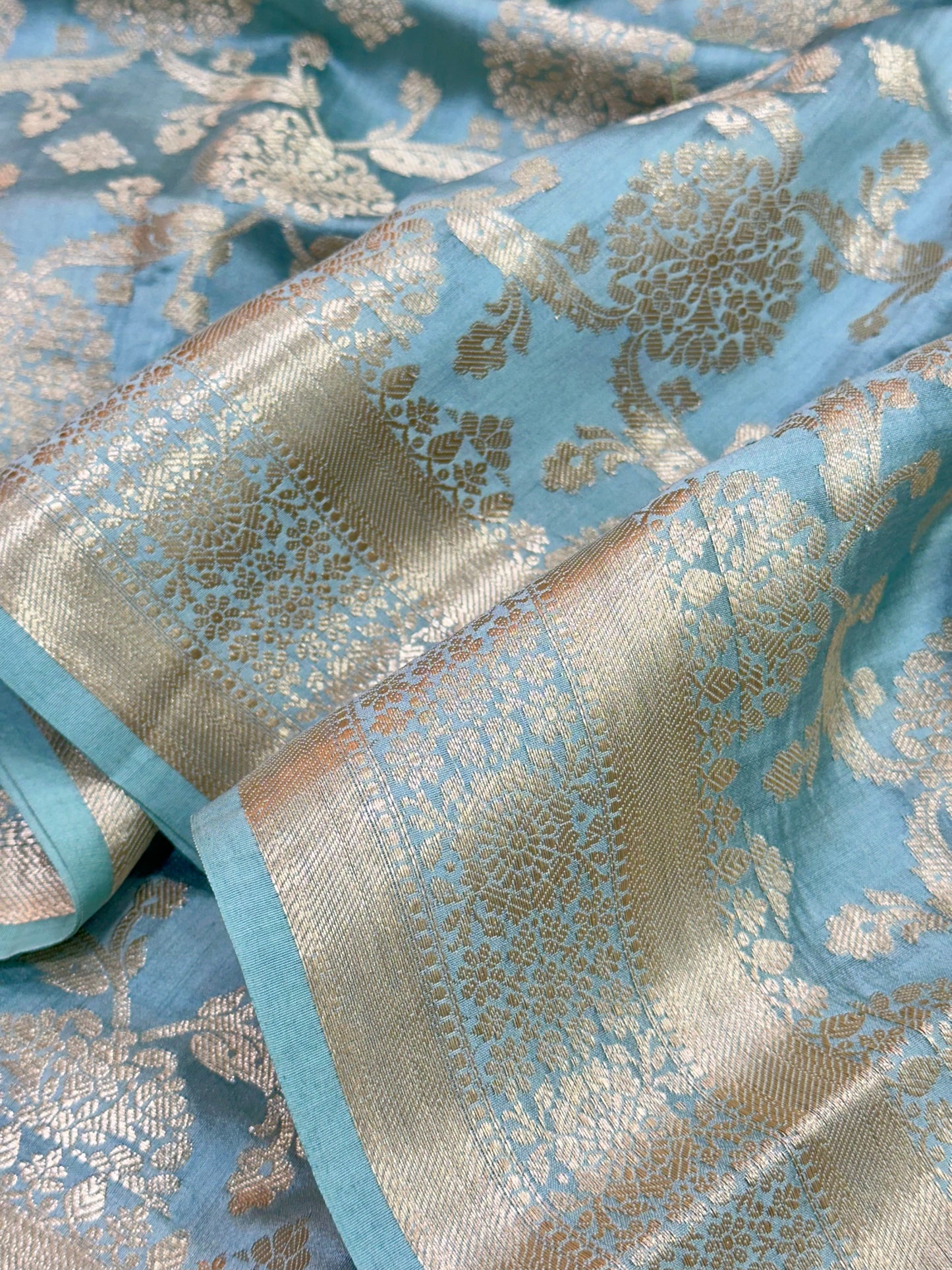 Mint Green Shade Chiniya Silk Saree