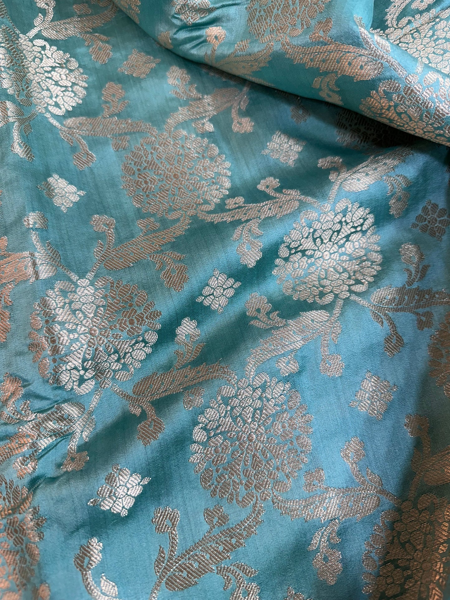 Sea Blue Shade Chiniya Silk Saree