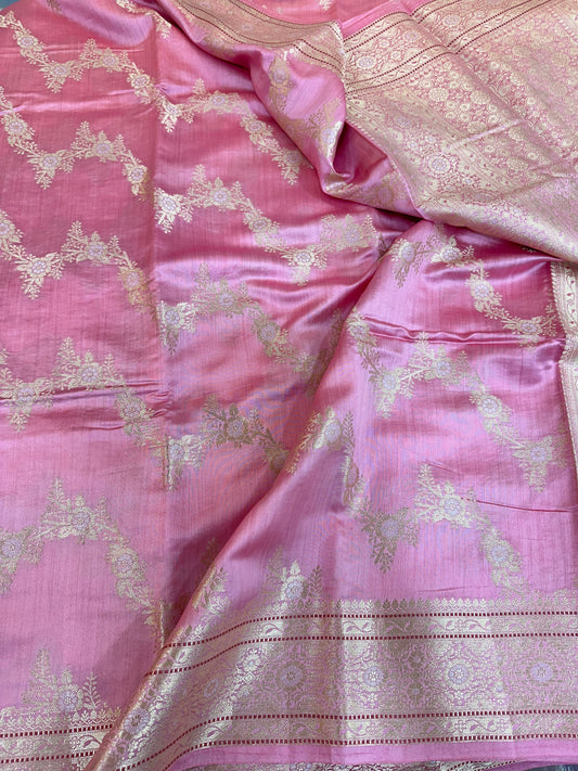 Baby Pink Shade Chiniya Silk Saree