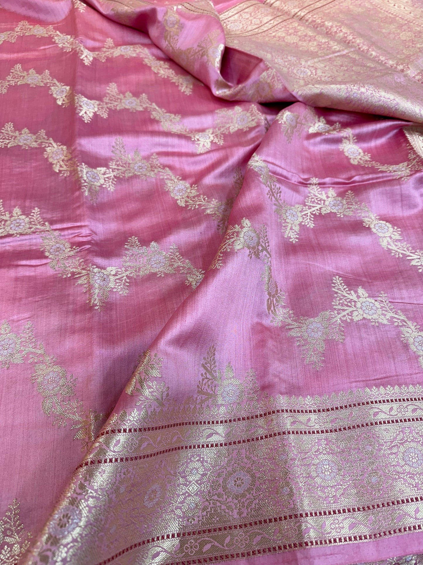 Baby Pink Shade Chiniya Silk Saree