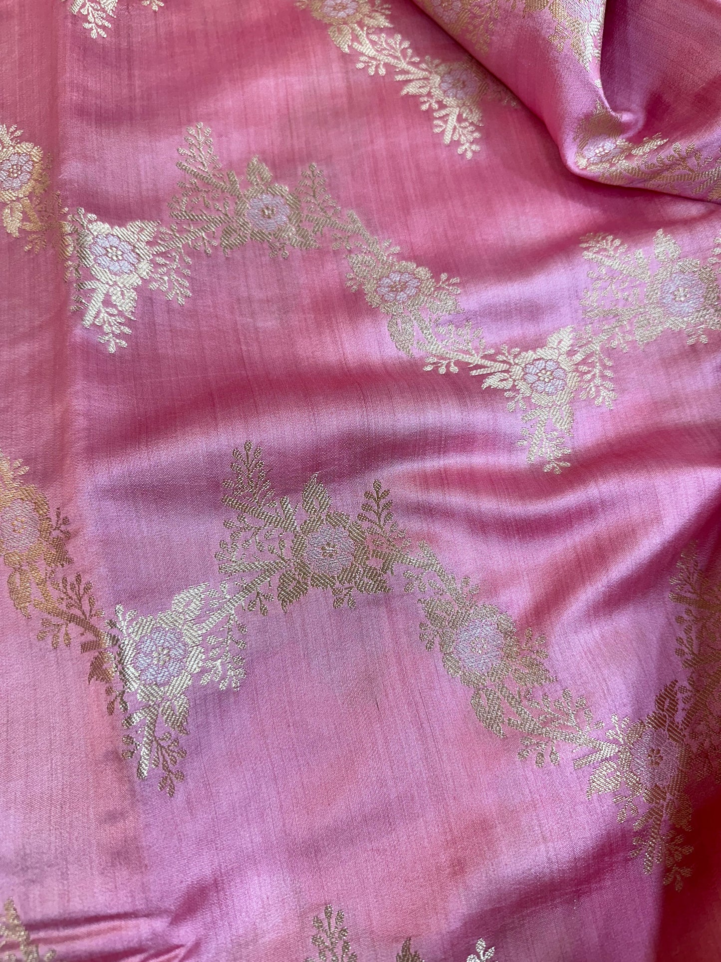 Baby Pink Shade Chiniya Silk Saree