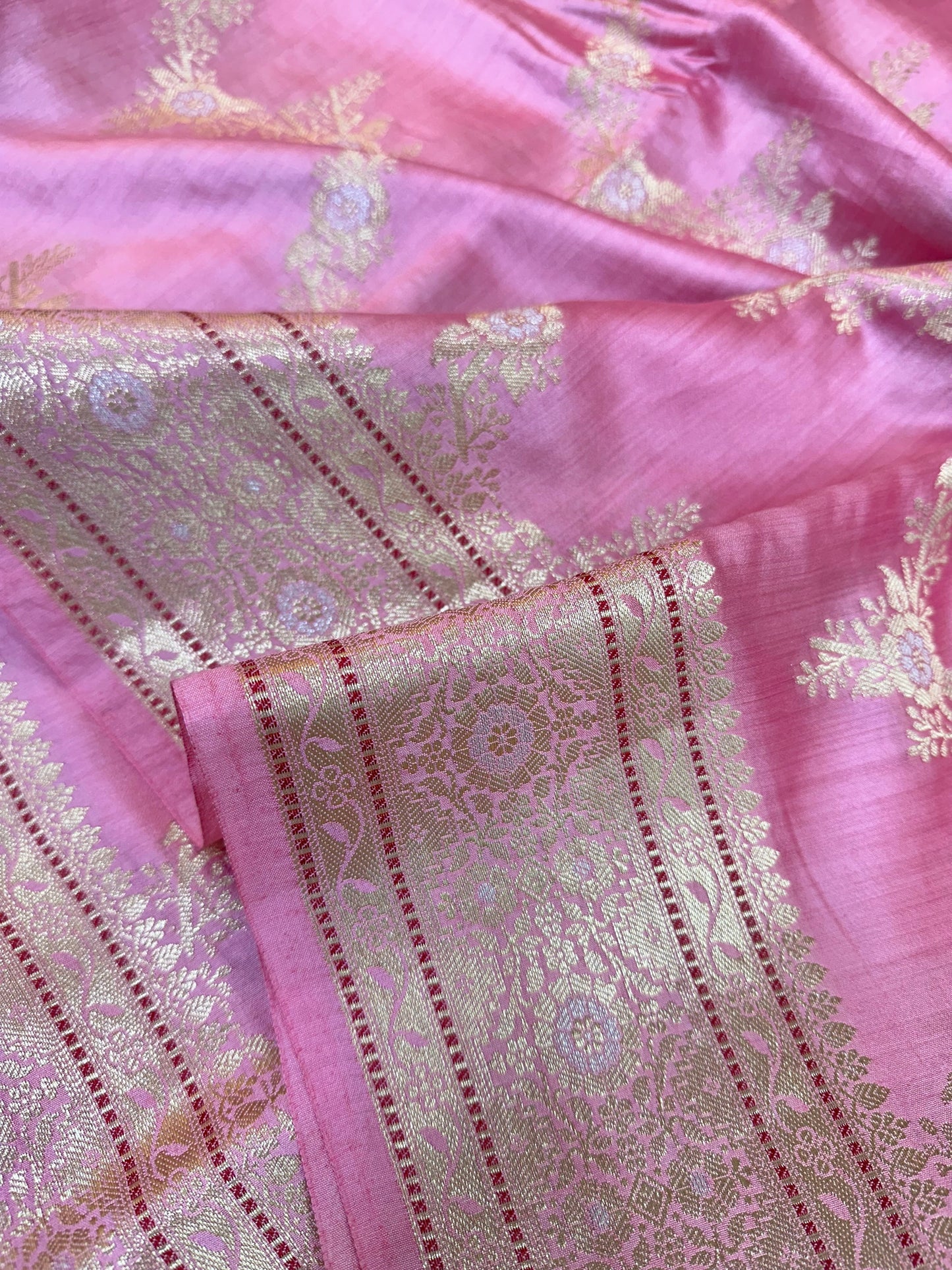 Baby Pink Shade Chiniya Silk Saree