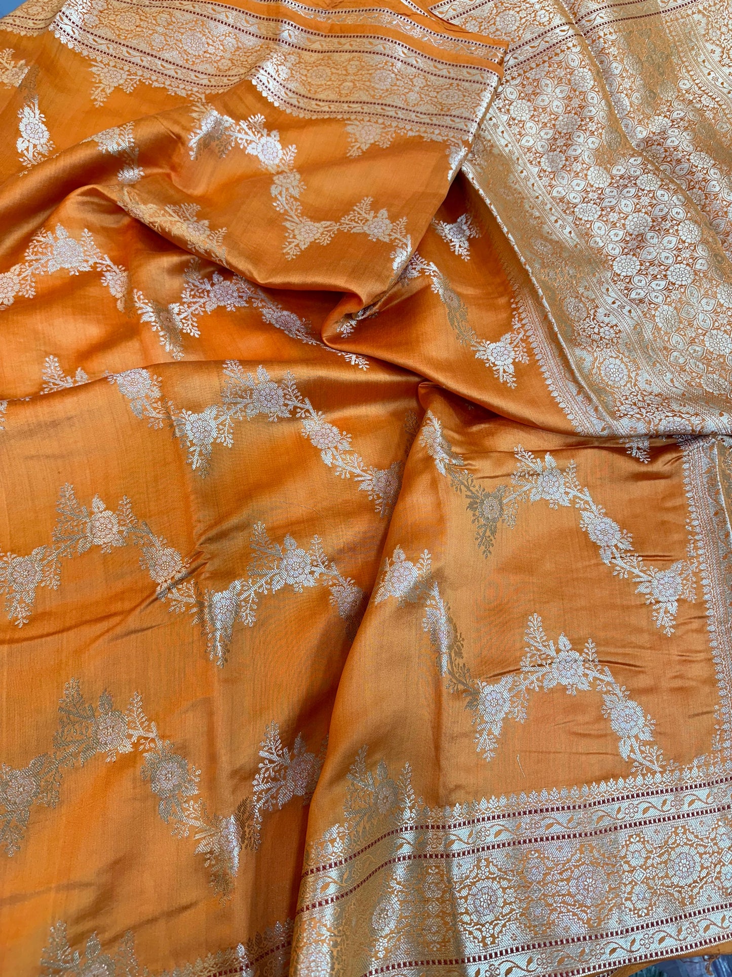 Orange Shade Chiniya Silk Saree