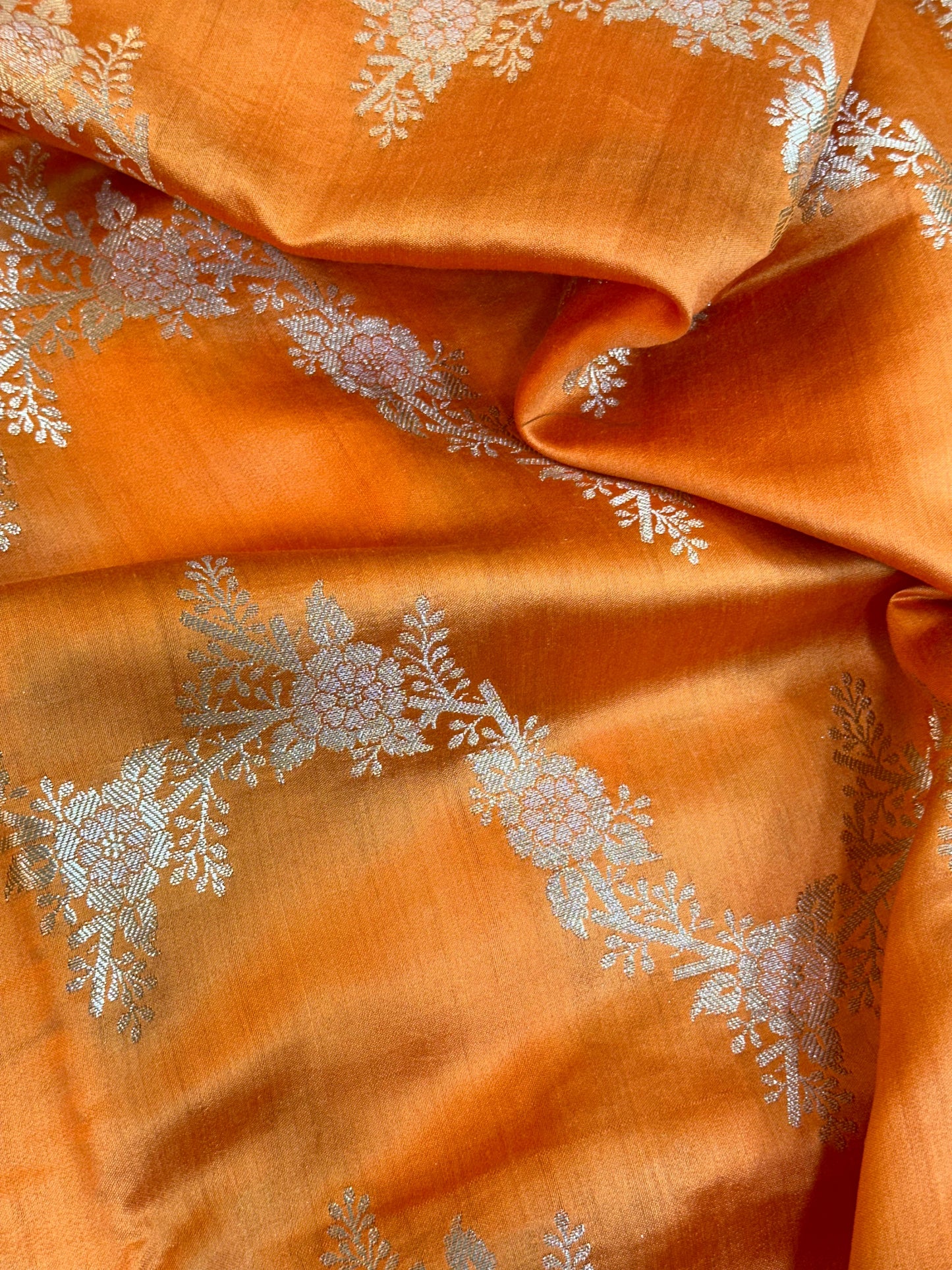 Orange Shade Chiniya Silk Saree