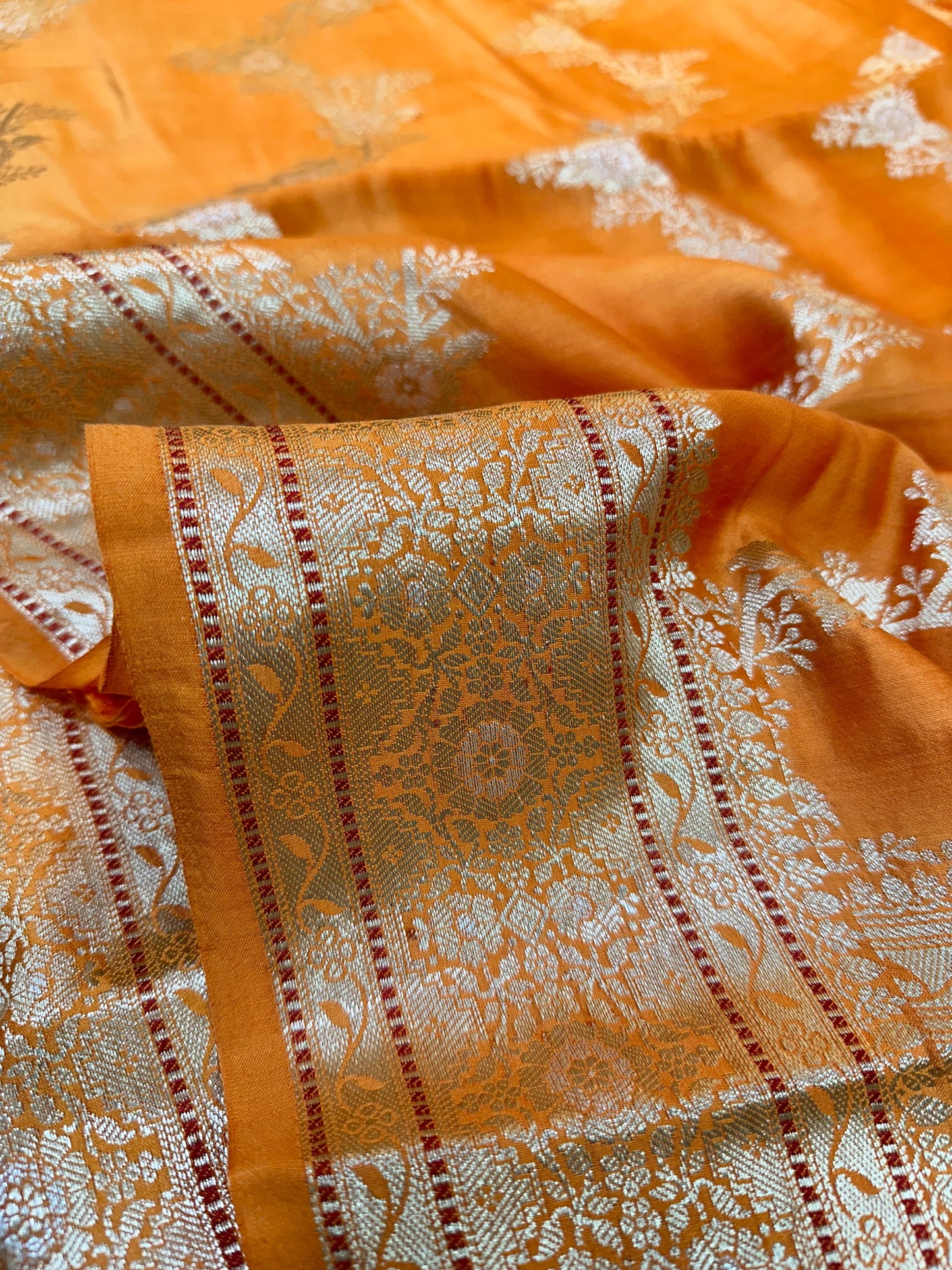 Orange Shade Chiniya Silk Saree