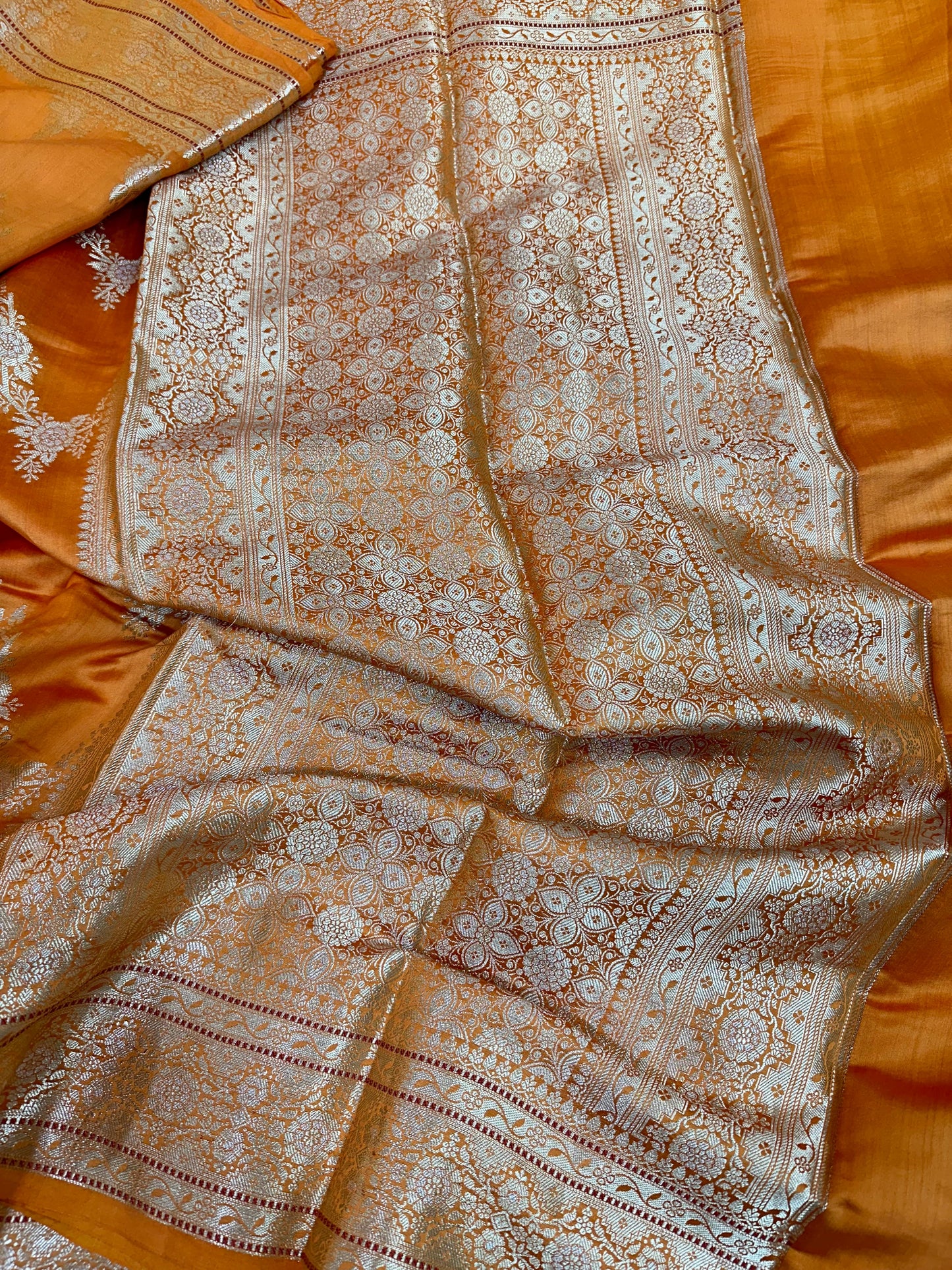 Orange Shade Chiniya Silk Saree