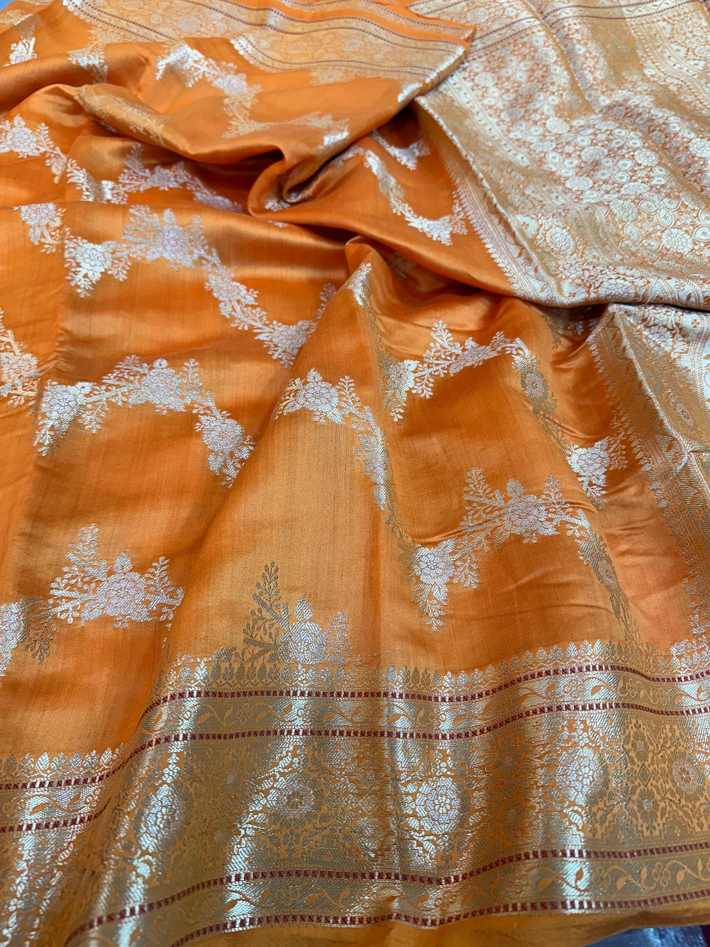 Orange Shade Chiniya Silk Saree