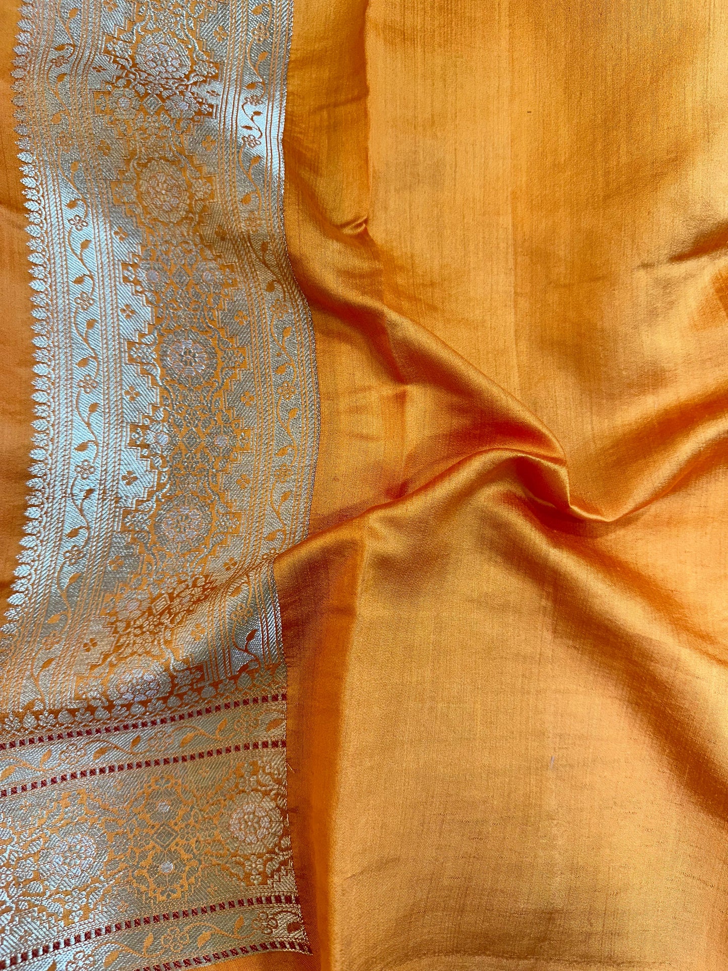 Orange Shade Chiniya Silk Saree