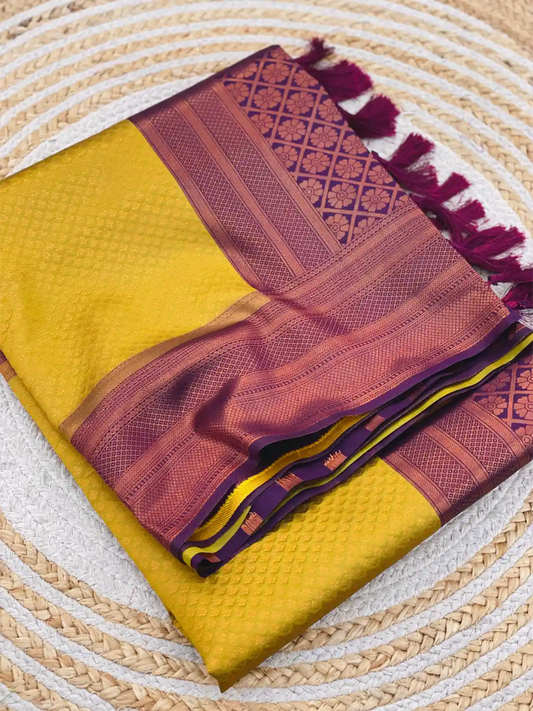 Traditonal Kubera Pattu Saree with Rich Pallu and Blouse