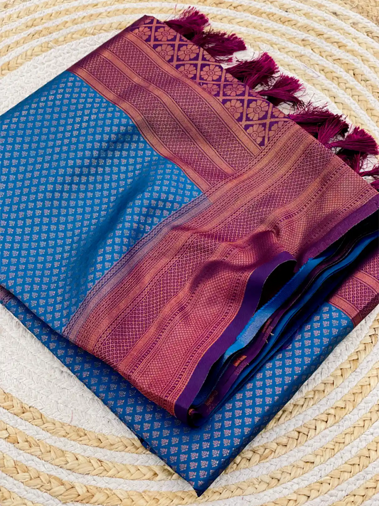 Traditonal Kubera Pattu Saree with Rich Pallu and Blouse