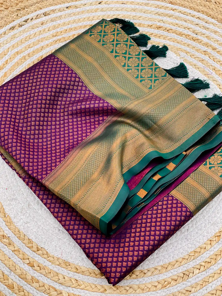 Traditonal Kubera Pattu Saree with Rich Pallu and Blouse