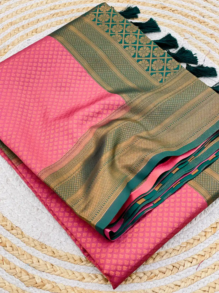 Traditonal Kubera Pattu Saree with Rich Pallu and Blouse