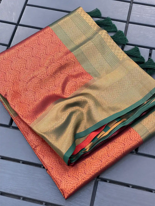 Traditonal Kubera Pattu Saree with Rich Pallu and Blouse