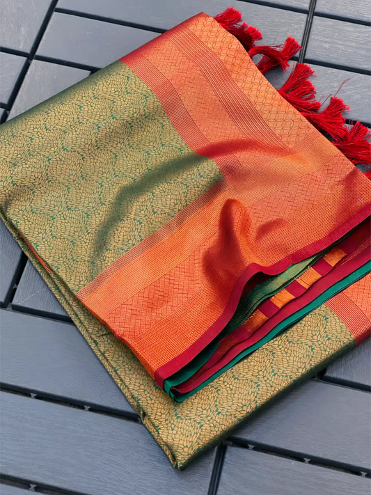 Traditonal Kubera Pattu Saree with Rich Pallu and Blouse