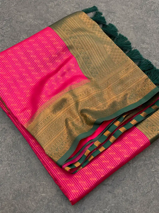 Traditonal Kubera Pattu Saree with Rich Pallu and Blouse