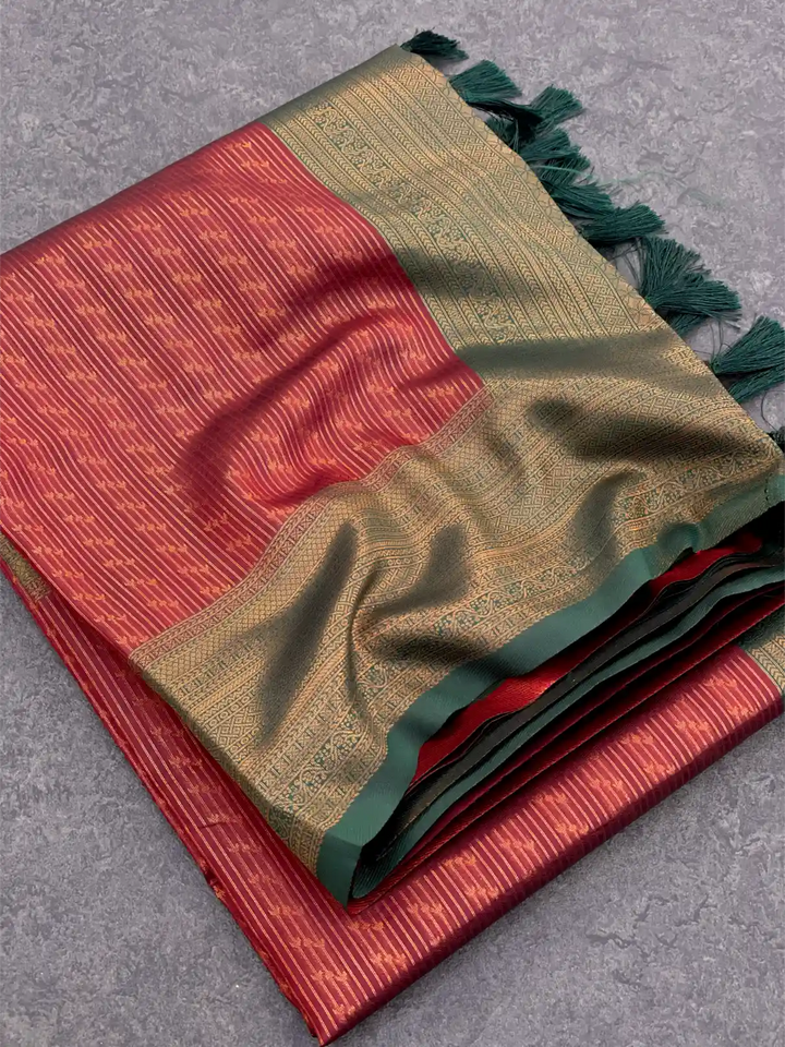 Traditonal Kubera Pattu Saree with Rich Pallu and Blouse