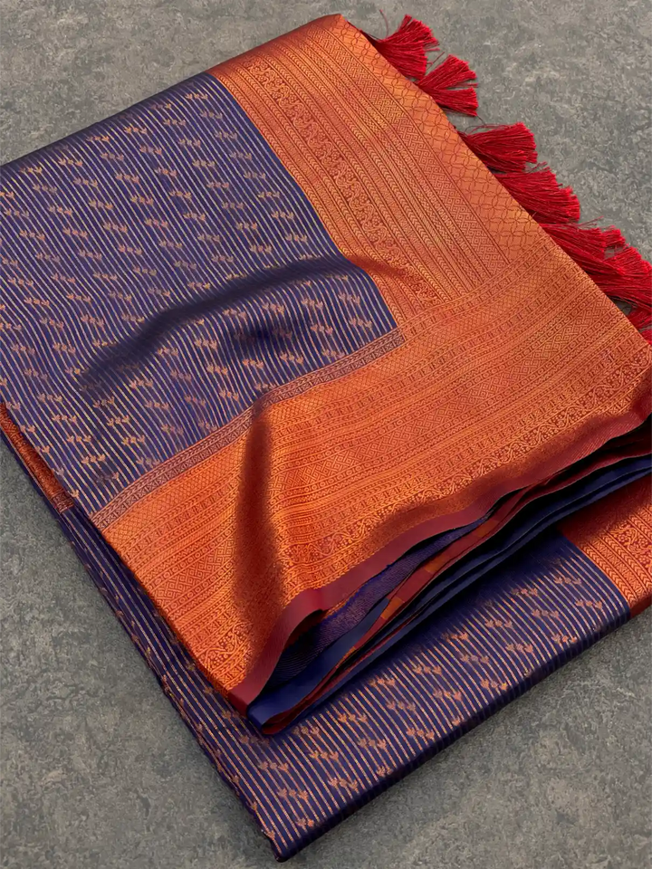 Traditonal Kubera Pattu Saree with Rich Pallu and Blouse