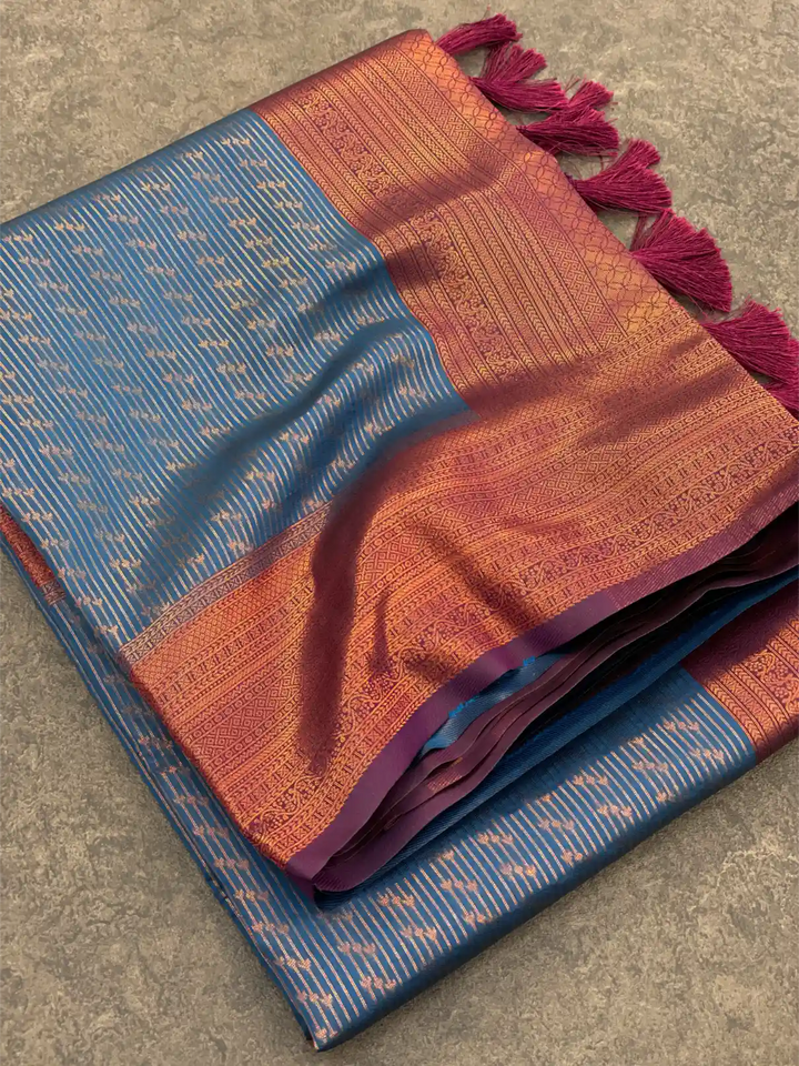 Traditonal Kubera Pattu Saree with Rich Pallu and Blouse