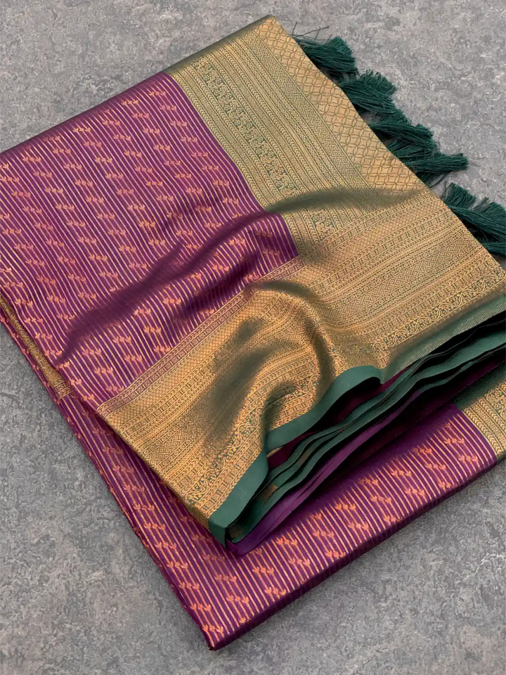 Traditonal Kubera Pattu Saree with Rich Pallu and Blouse