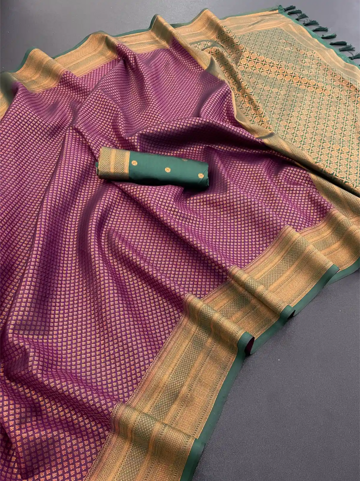 Traditonal Kubera Pattu Saree with Rich Pallu and Blouse