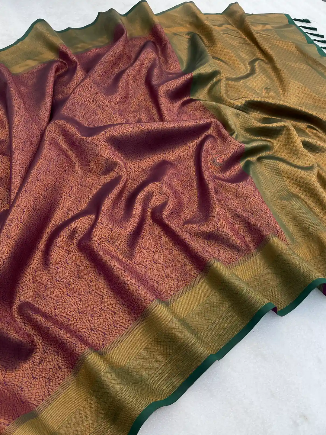 Traditonal Kubera Pattu Saree with Rich Pallu and Blouse