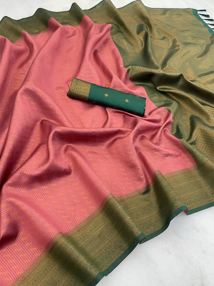 Traditonal Kubera Pattu Saree with Rich Pallu and Blouse