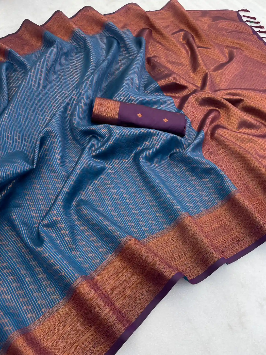 Traditonal Kubera Pattu Saree with Rich Pallu and Blouse