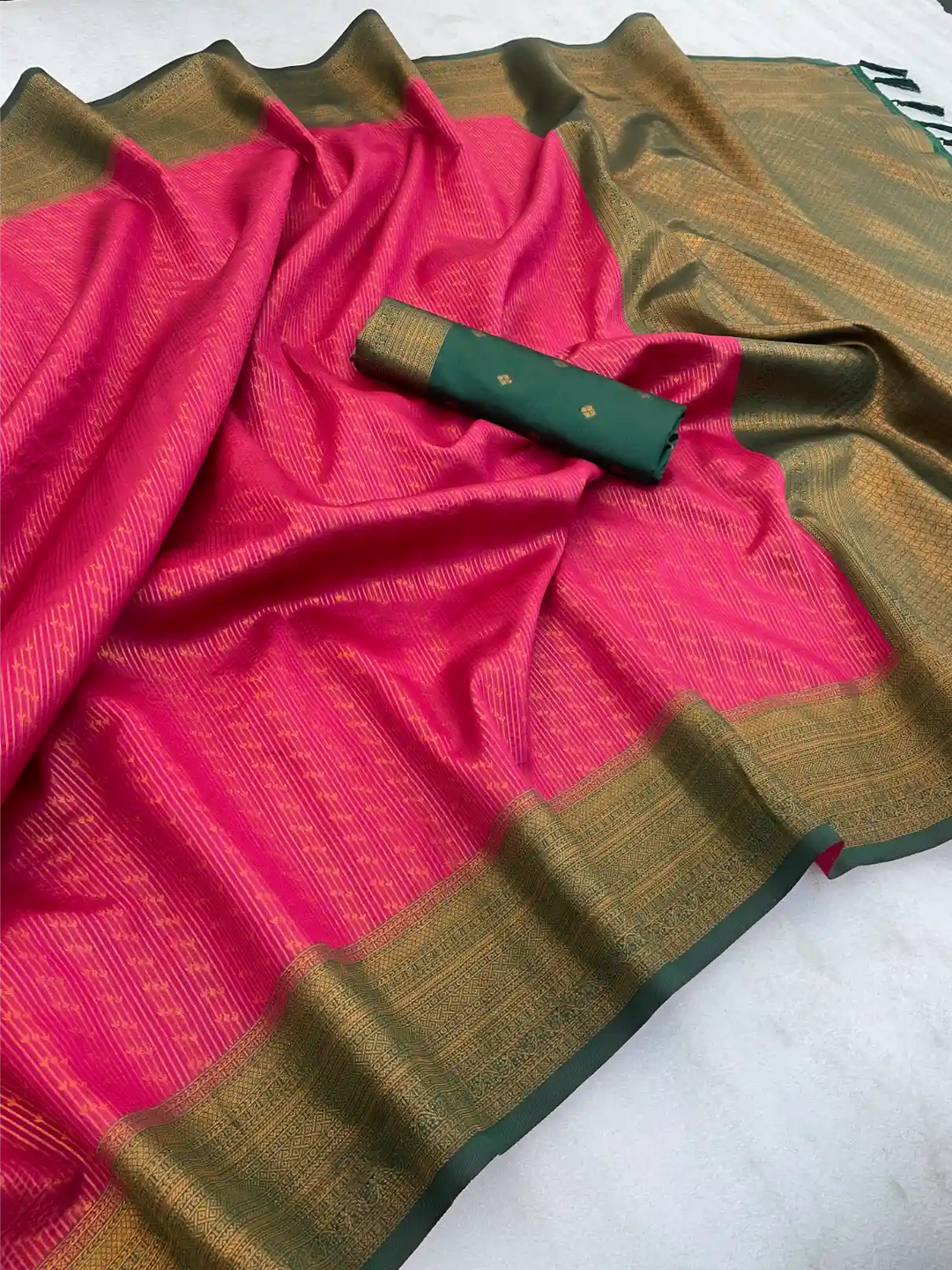 Traditonal Kubera Pattu Saree with Rich Pallu and Blouse