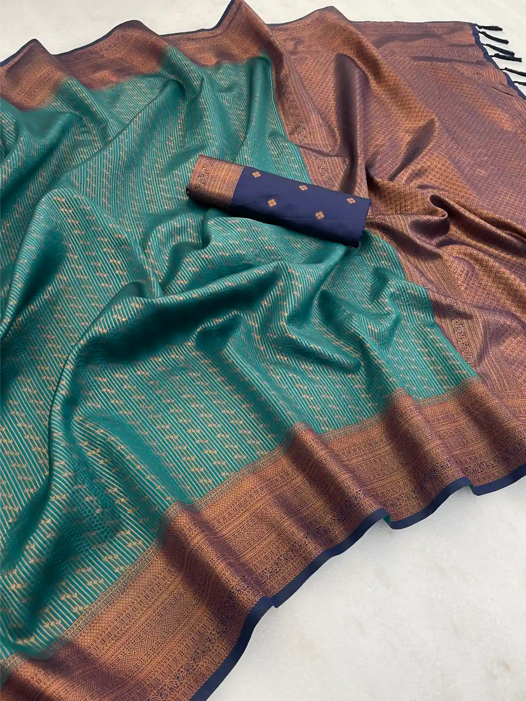 Traditonal Kubera Pattu Saree with Rich Pallu and Blouse