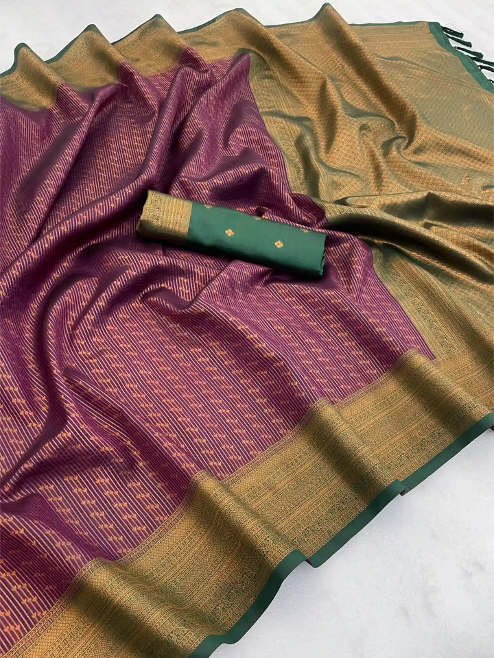 Traditonal Kubera Pattu Saree with Rich Pallu and Blouse