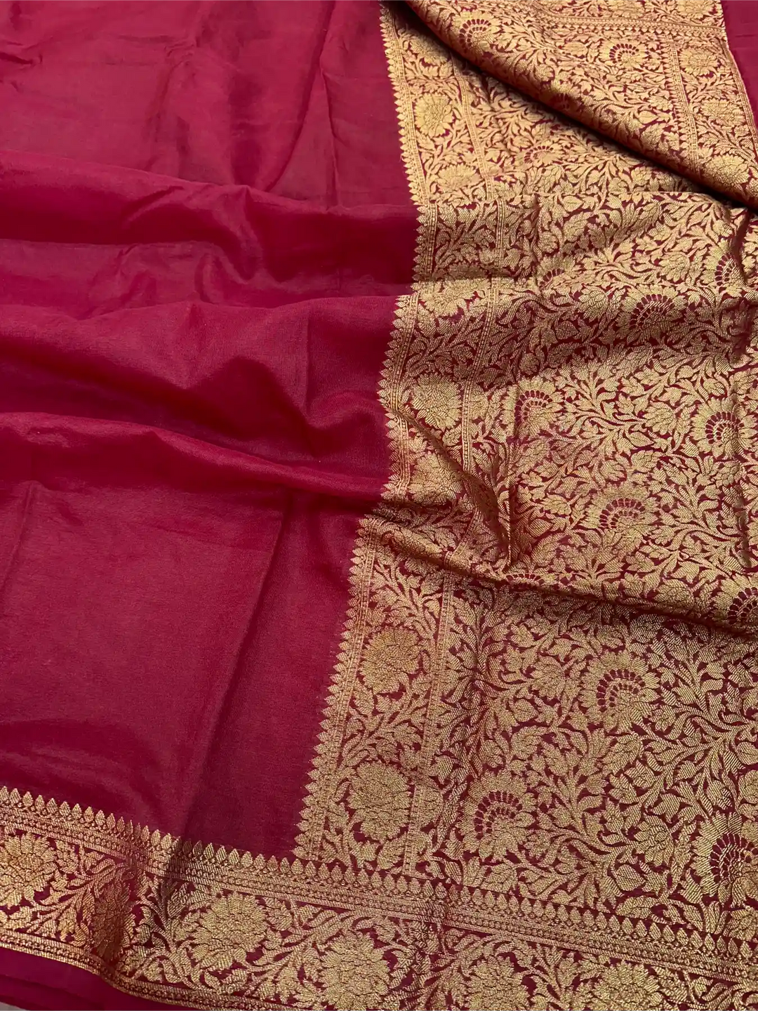 Maroon Mysore Crepe Silk Zari Floral Banarasi Saree