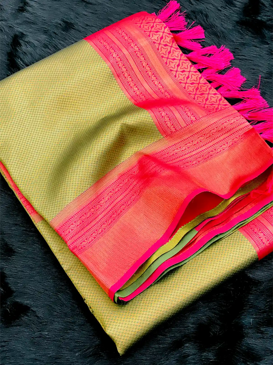 Traditonal Kubera Pattu Saree with Rich Pallu and Blouse