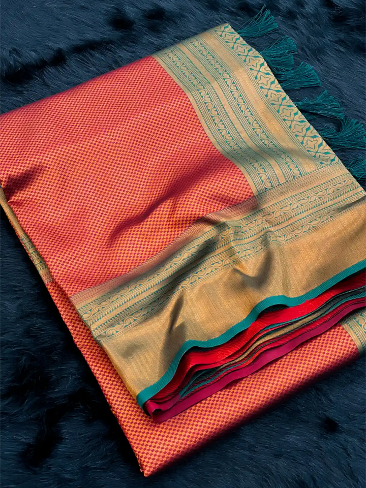 Traditonal Kubera Pattu Saree with Rich Pallu and Blouse