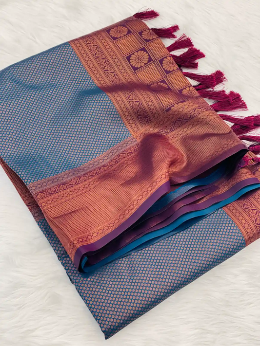 Traditonal Kubera Pattu Saree with Rich Pallu and Blouse