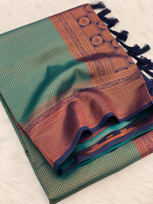 Traditonal Kubera Pattu Saree with Rich Pallu and Blouse