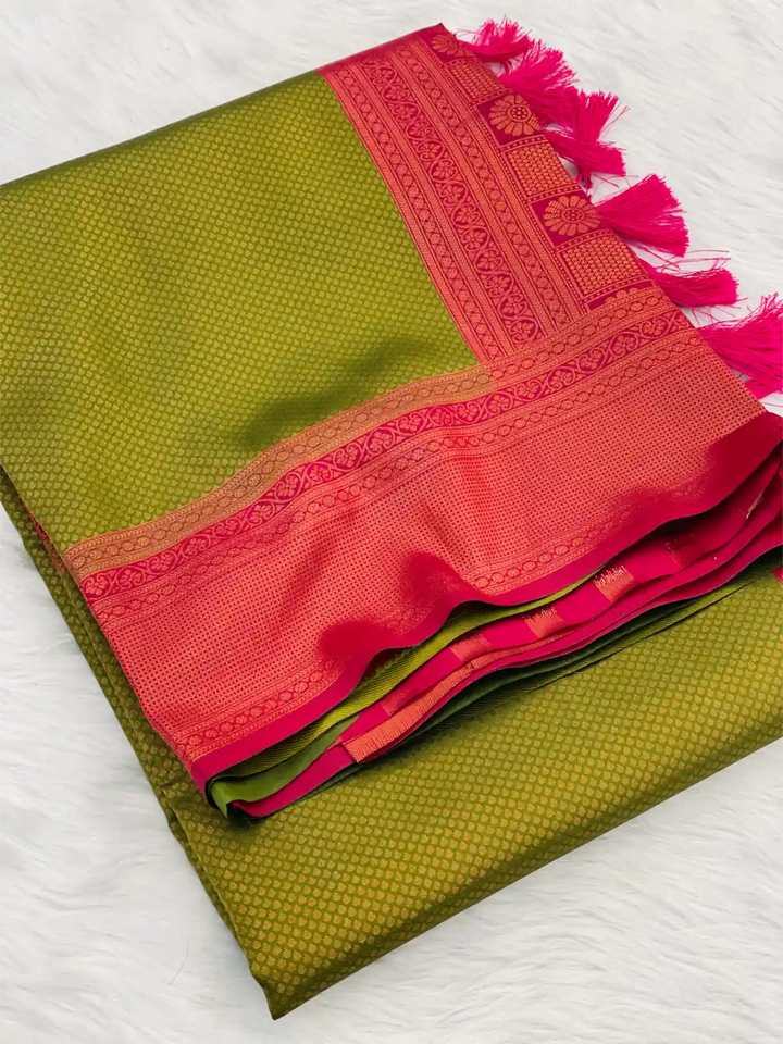 Traditonal Kubera Pattu Saree with Rich Pallu and Blouse