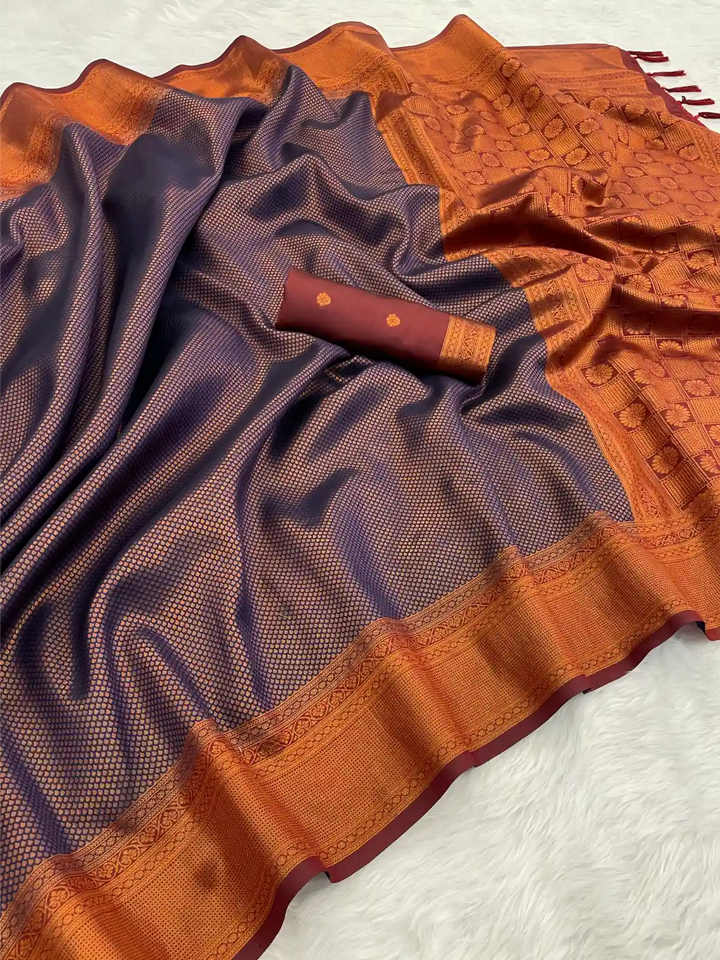 Traditonal Kubera Pattu Saree with Rich Pallu and Blouse