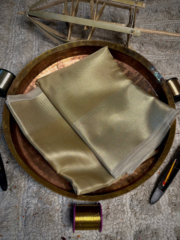 Ivory gold brocade tissue saree