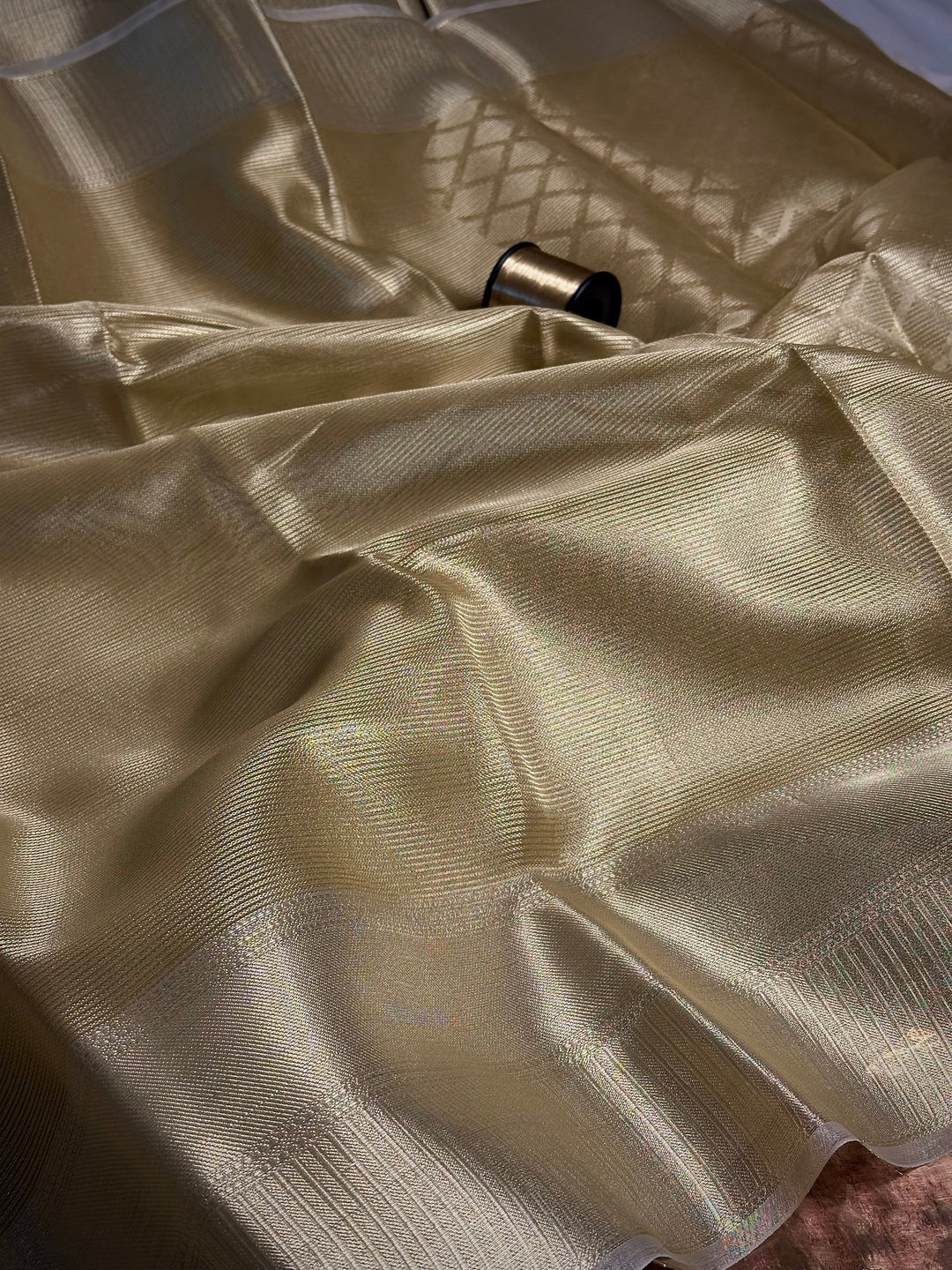 Ivory gold brocade tissue saree
