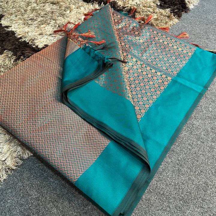 Soft Silk Copper Zari Woven Banarasi Saree