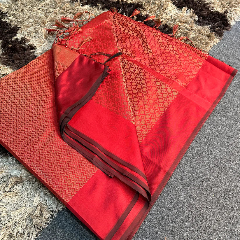 Soft Silk Copper Zari Woven Banarasi Saree