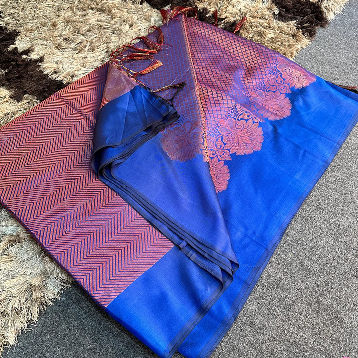 Soft Silk Copper Zari Woven Banarasi Saree